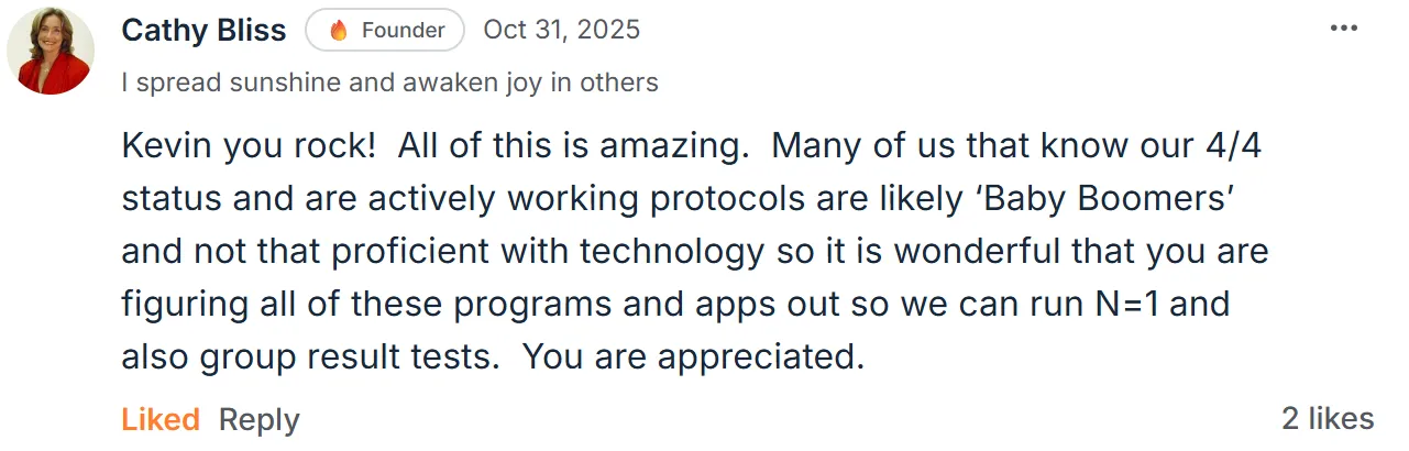 Cathy Bliss · original message, screenshot