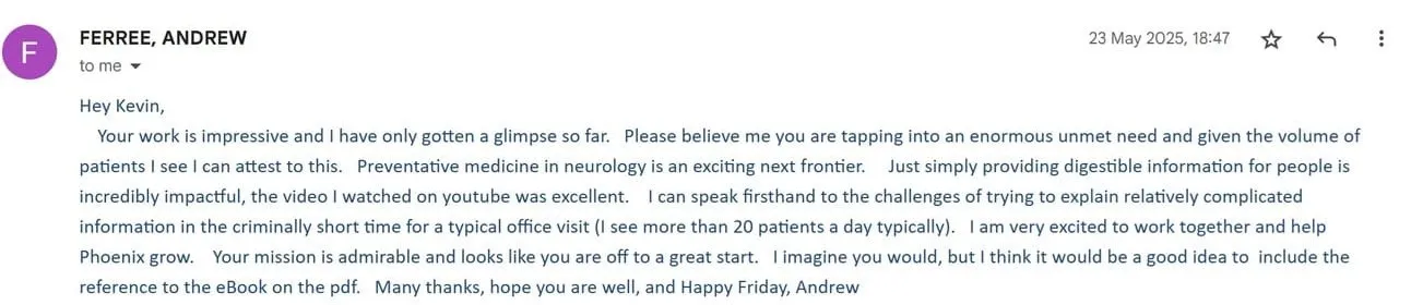 Dr. Andrew Ferree · original message, screenshot