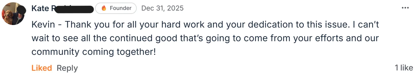 Kate R. · original message, screenshot