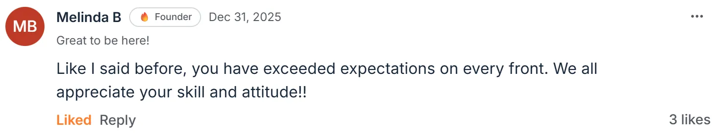 Melinda B. · original message, screenshot